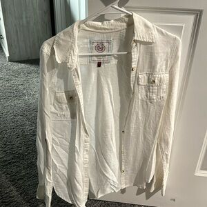 White button down top, size L